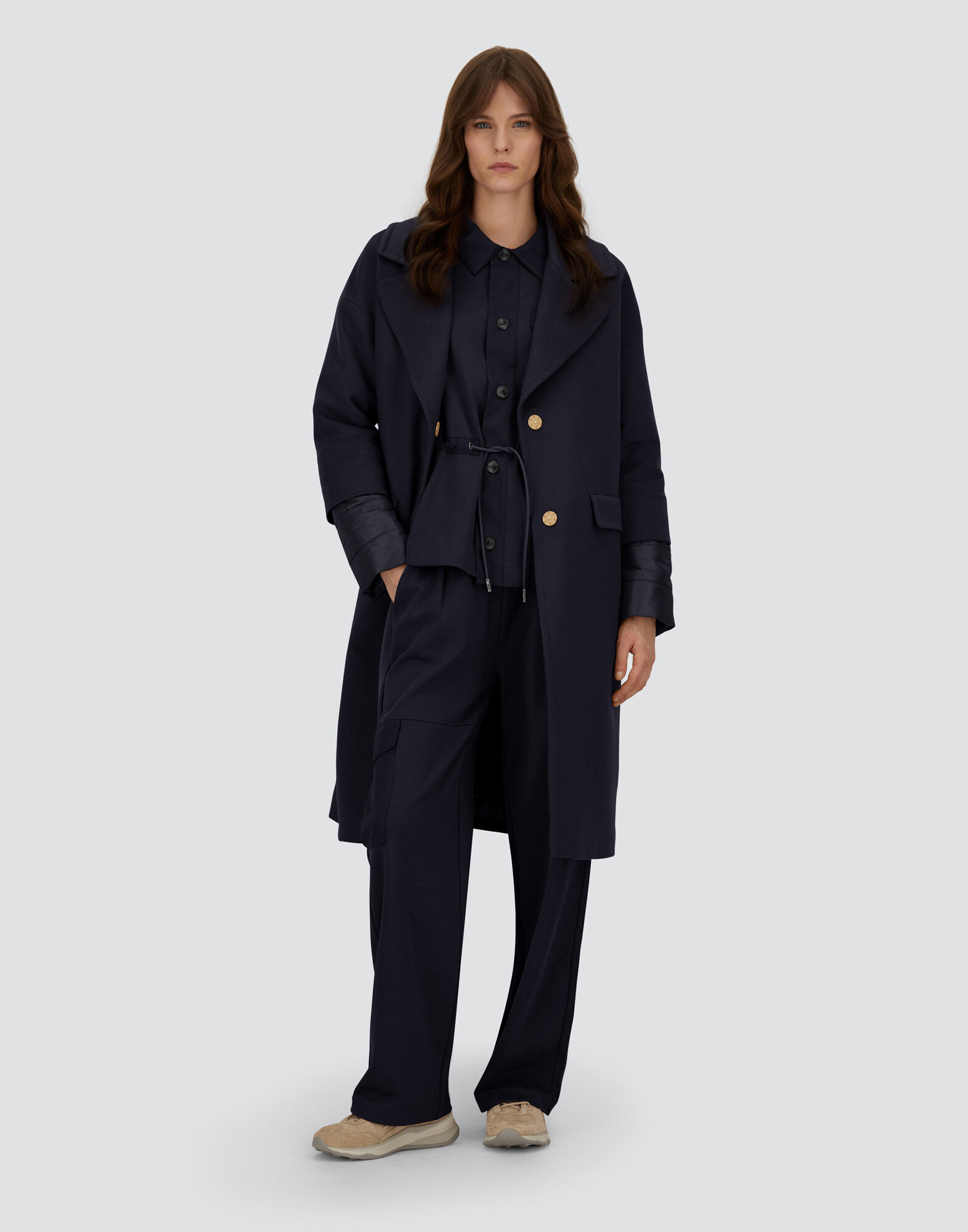 レディース ピュアカシミア&ナイロンウルトラライト コート ダーク