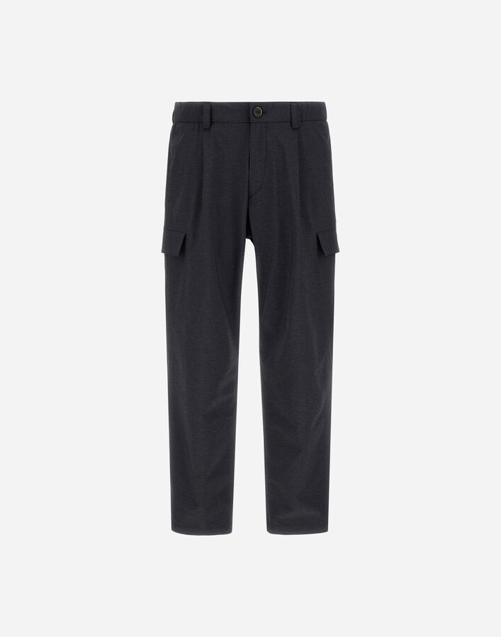 Herno RESORT CARGO TROUSERS IN MELANGE-EFFECT STRETCH NYLON Navy Blue PT00035UR12742S9200