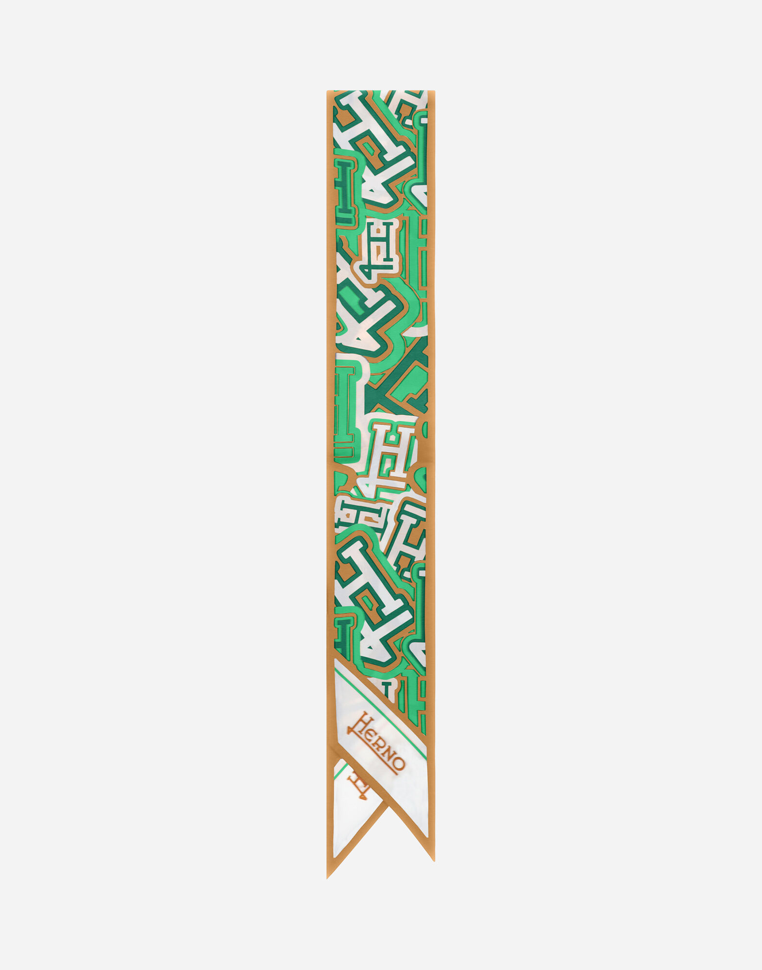 BUBBLE SILK SCARF 6 x 88 CM in Jolly Green/Camel for Women