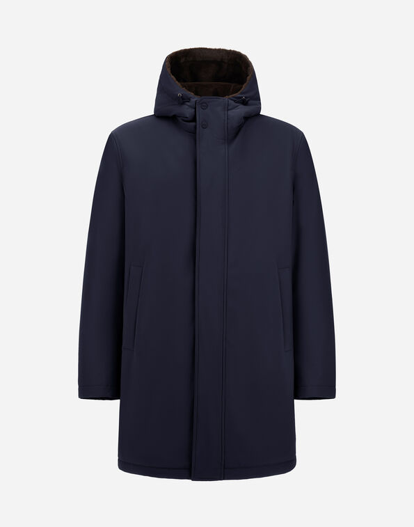Herno PARKA IN MATTE TWILL AND LIGHT FAUX FUR Navy Blue PA000190U129239200