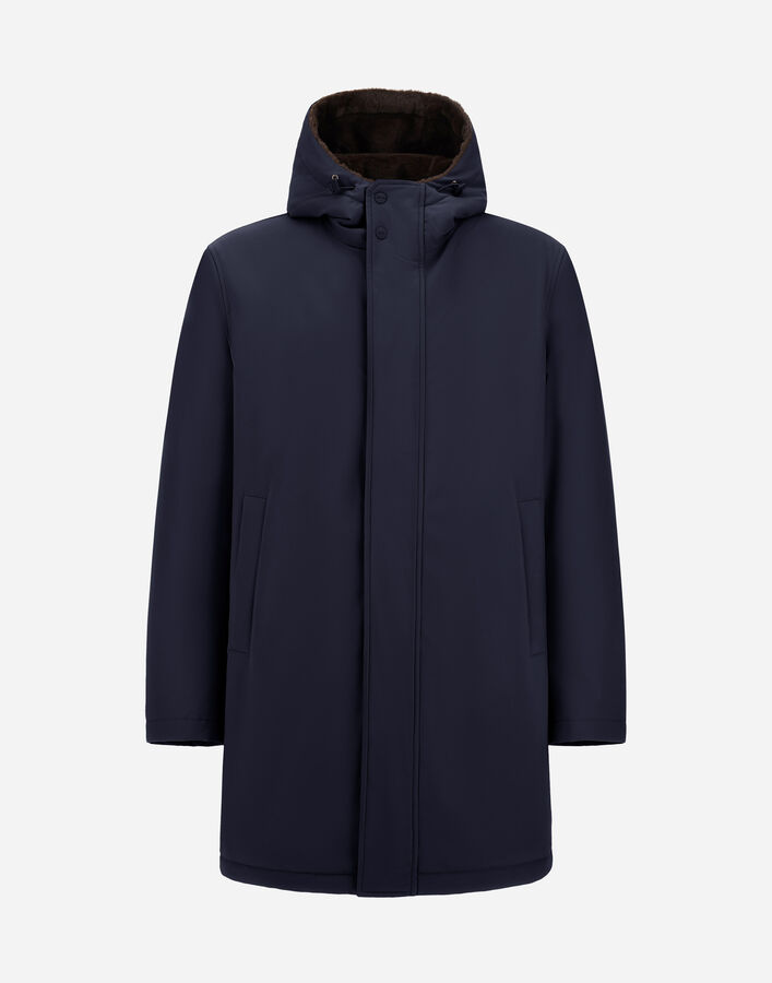 Herno PARKA IN MATTE TWILL AND LIGHT FAUX FUR Navy Blue PA000190U129239200