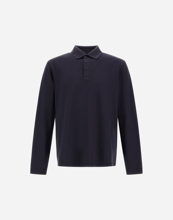 Herno COTTON AND CASHMERE DOUBLE PIQU&Eacute; POLO SHIRT Navy Blue JPL00154U540079200