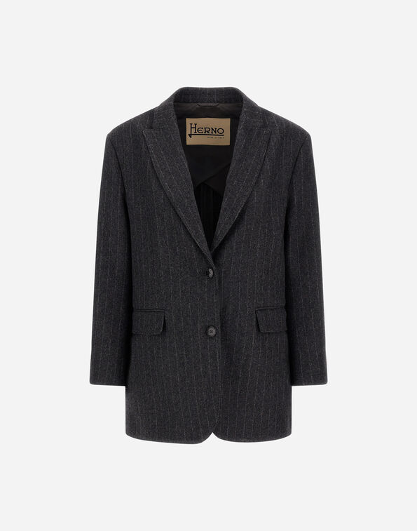 Herno WOOL CLOTH BLAZER WITH PINSTRIPE PATTERN Iron GA000334D33546R9487