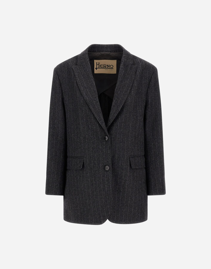 Herno WOOL CLOTH BLAZER WITH PINSTRIPE PATTERN Iron GA000334D33546R9487