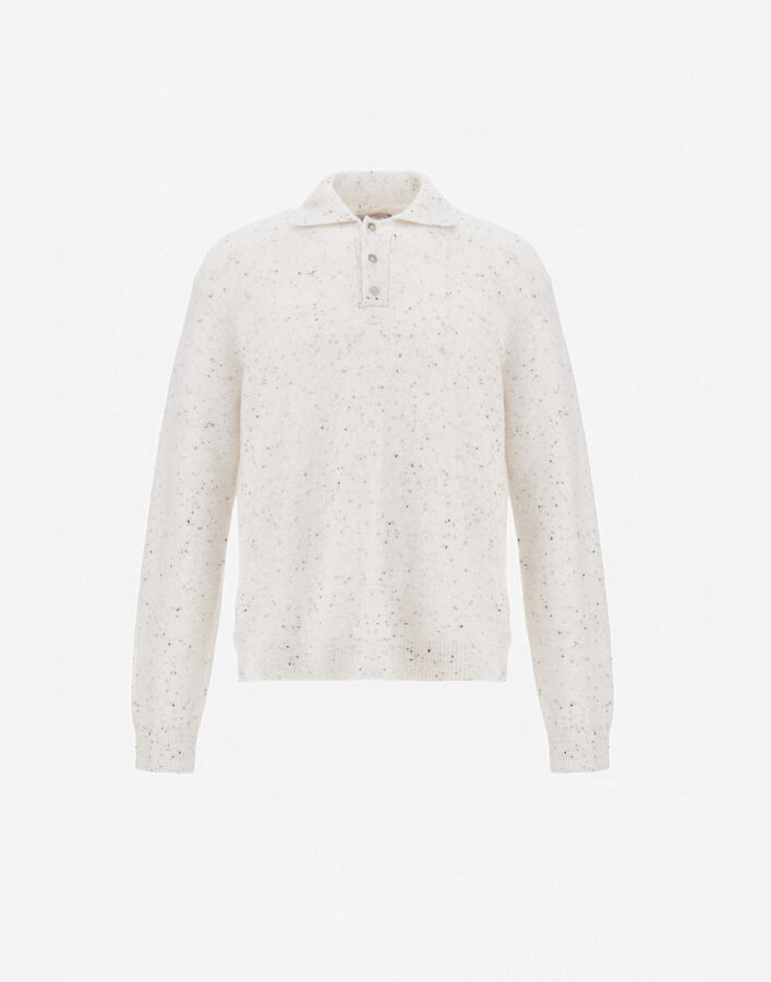 Herno RESORT POLO SHIRT IN WOOL AND ALPACA BLEND KNIT Milk White MPL0007UR703321100