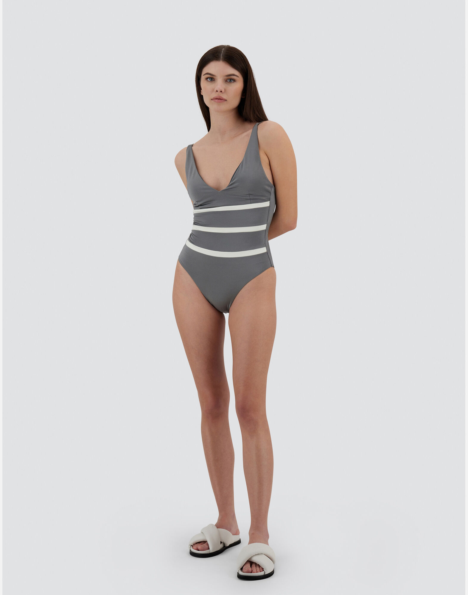 RESORT ONE PIECE SWIMSUIT IN LYCRA in Light Grey for Women Herno