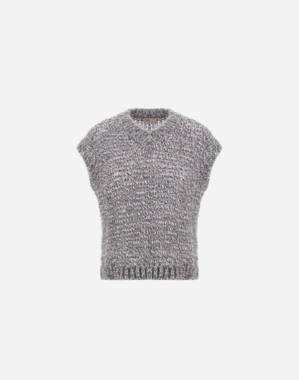 Herno RESORT VEST IN ALPACA AND LUREX BLEND KNIT Dark Grey MV00009DR703359460