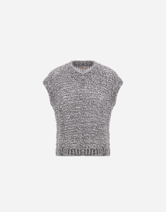 Herno RESORT VEST IN ALPACA AND LUREX BLEND KNIT Dark Grey MV00009DR703359460