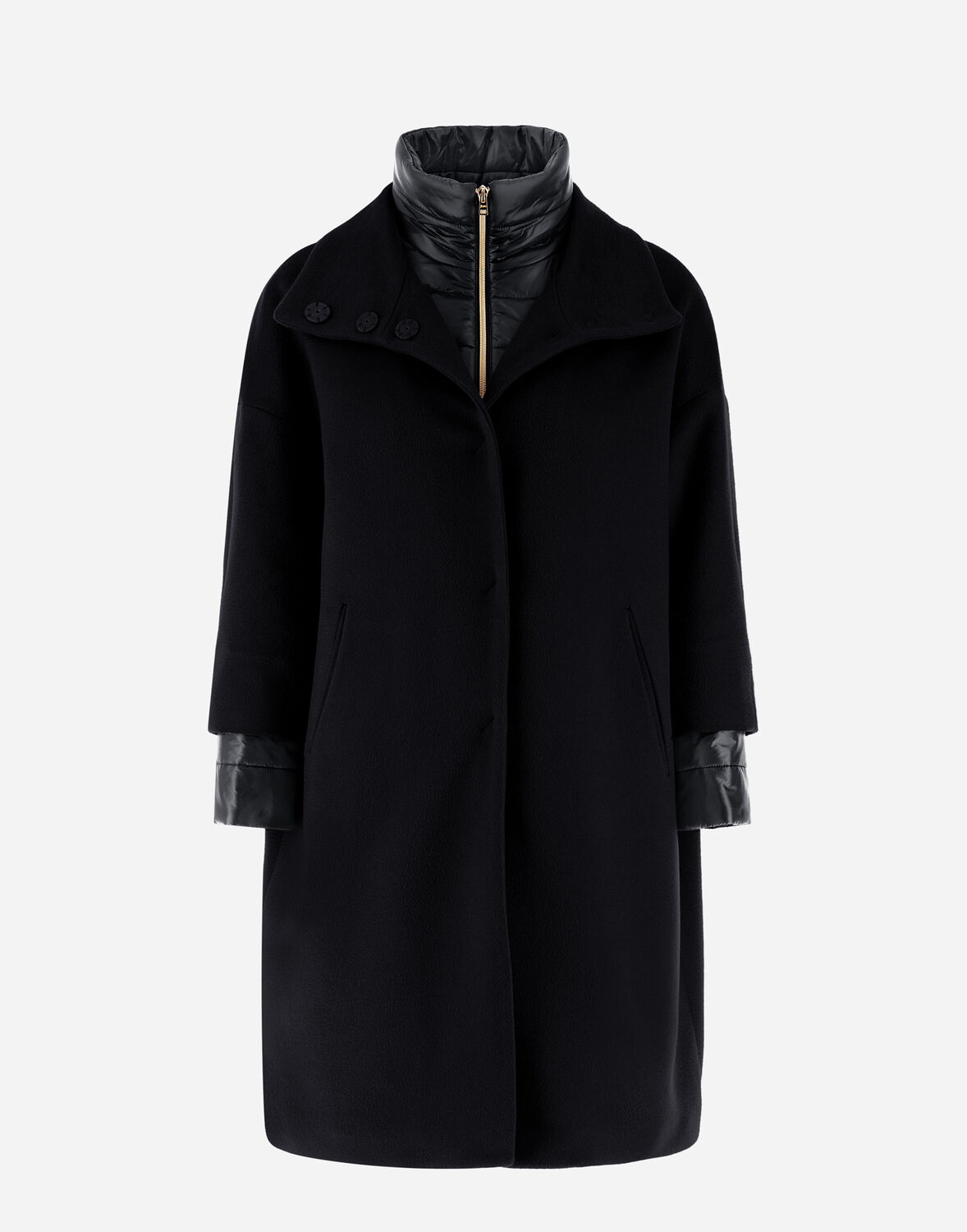 Herno Women Black Single Breasted Coat, M Luxury Jackets For Women Darveys In Black