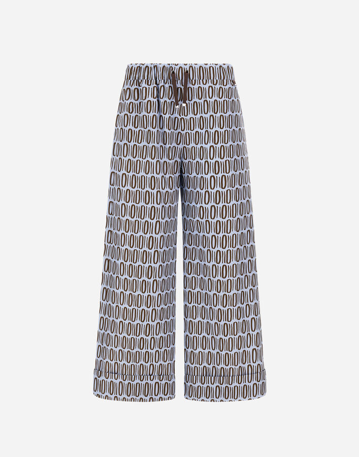 Herno RESORT COTTON RECTANGULAR PRINT TROUSERS Light Blue/Brown PT00052DR13262PM019080