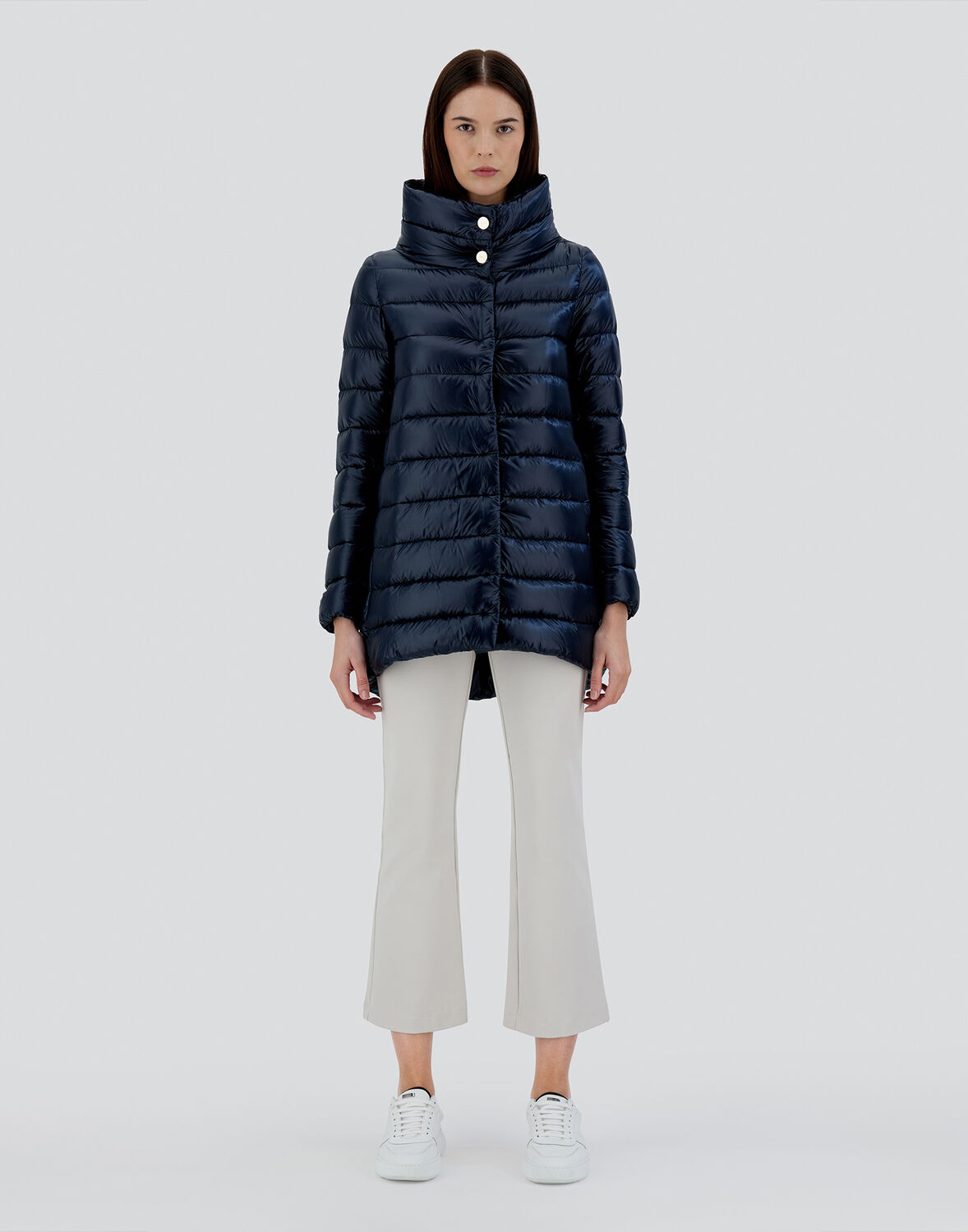 Herno Amelia Funnel-neck Padded Jacket In Navy Blue