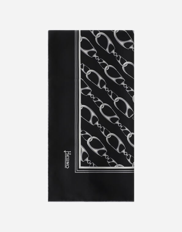 Herno SCARF IN ICONIC PRINT SILK Black FOULARD90150309300