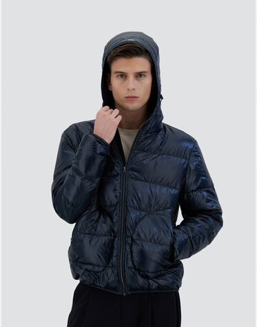 メンズ ナイロンウルトラライトボンバージャケット ネイビーブルー  