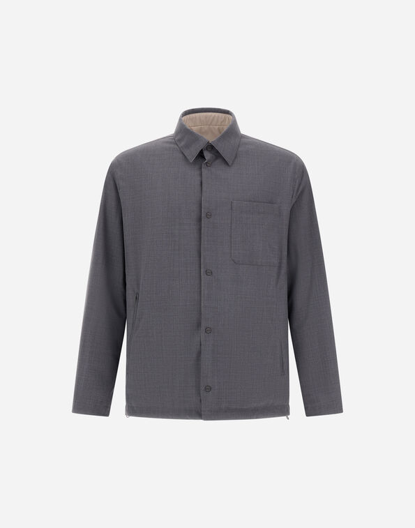 Herno REVERSIBLE SHACKET IN COOL STRETCH WOOL AND STRETCH NYLON Grey GI000680U12808Z9543