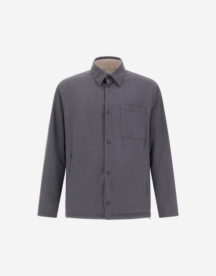 Herno REVERSIBLE SHACKET IN COOL STRETCH WOOL AND STRETCH NYLON Grey GI000680U12808Z9543