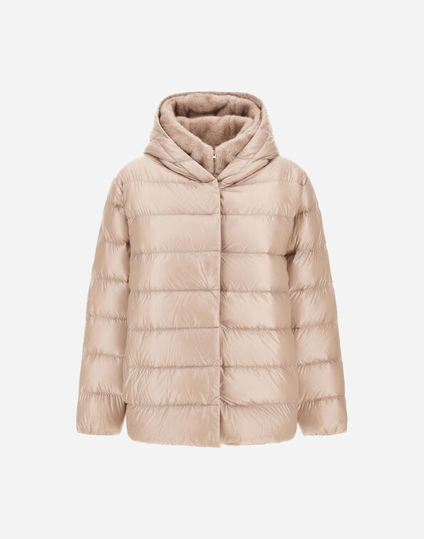 Herno NYLON ULTRALIGHT AND MELANGE MINK-EFFECT JACKET Chantilly PI002312D12017Z1985