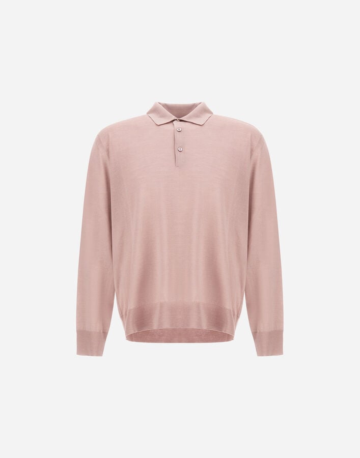 Herno LONG-SLEEVED POLO SHIRT IN WOOL SILK Powder Pink MPL00011U700254039