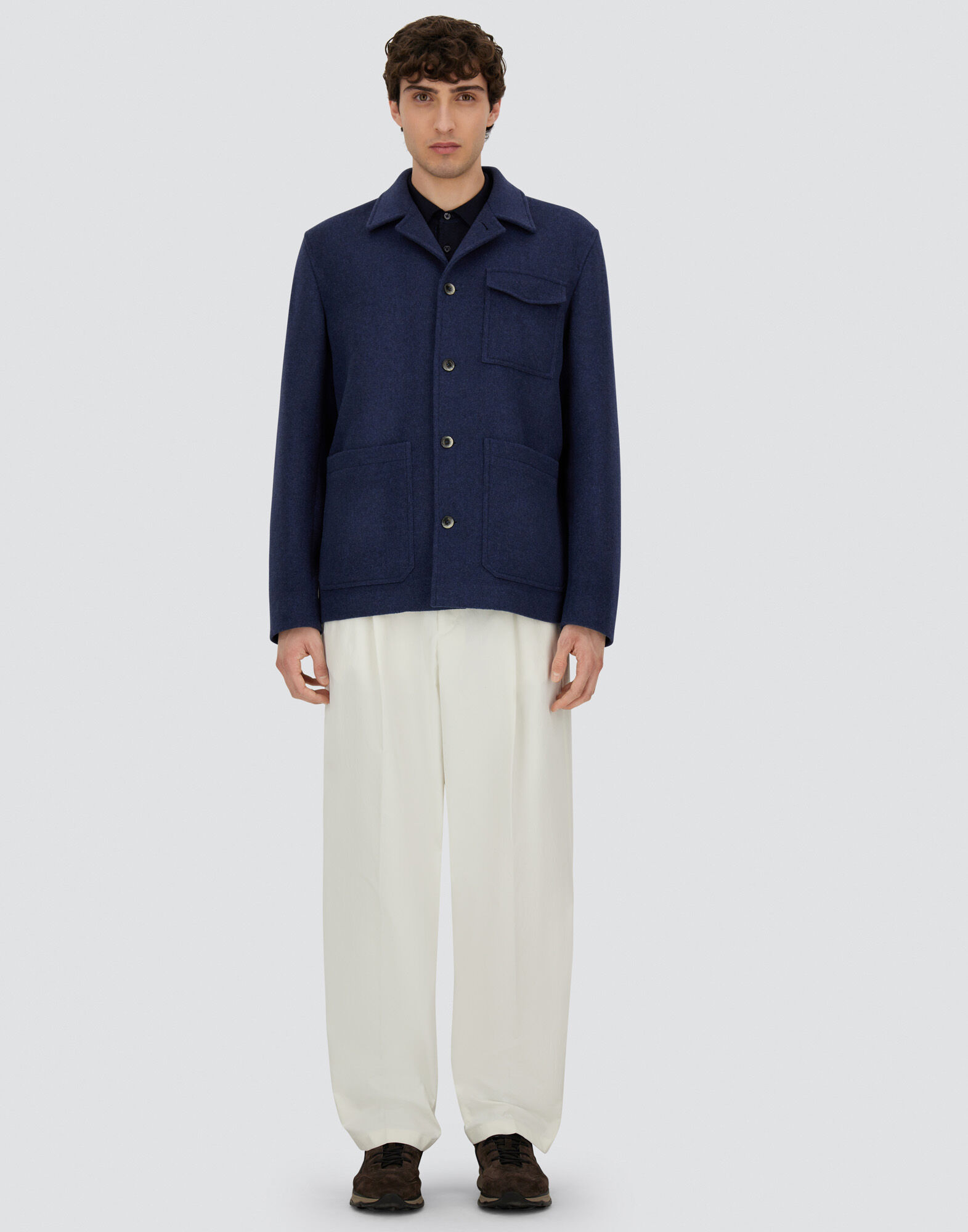 【専用】HERNO ウールジャケット　メンズ48サイズ メンズ ソフトリサイクルウール フィールドジャケット ネイビー