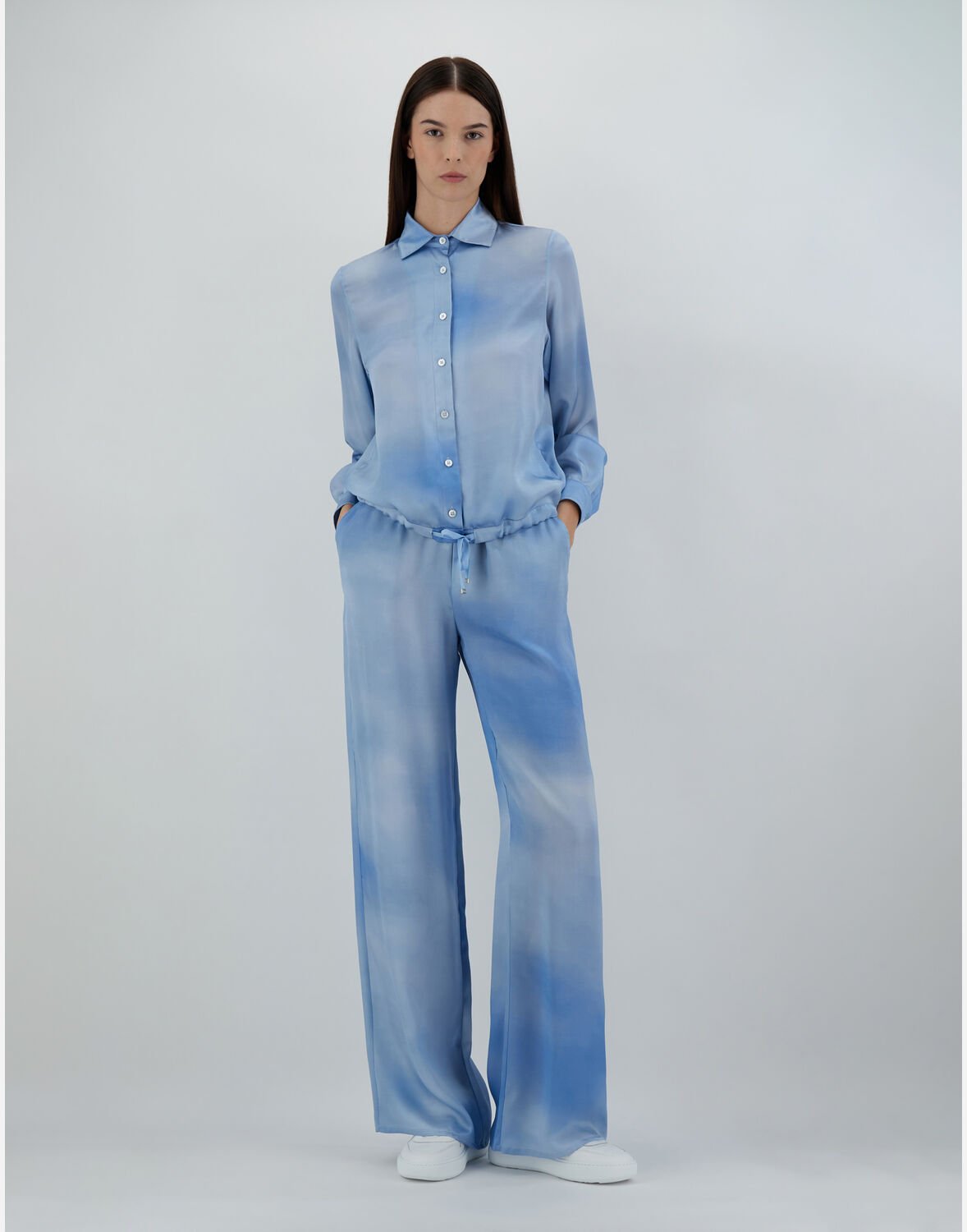 Herno Cloud Silk Shirt In Light Blue