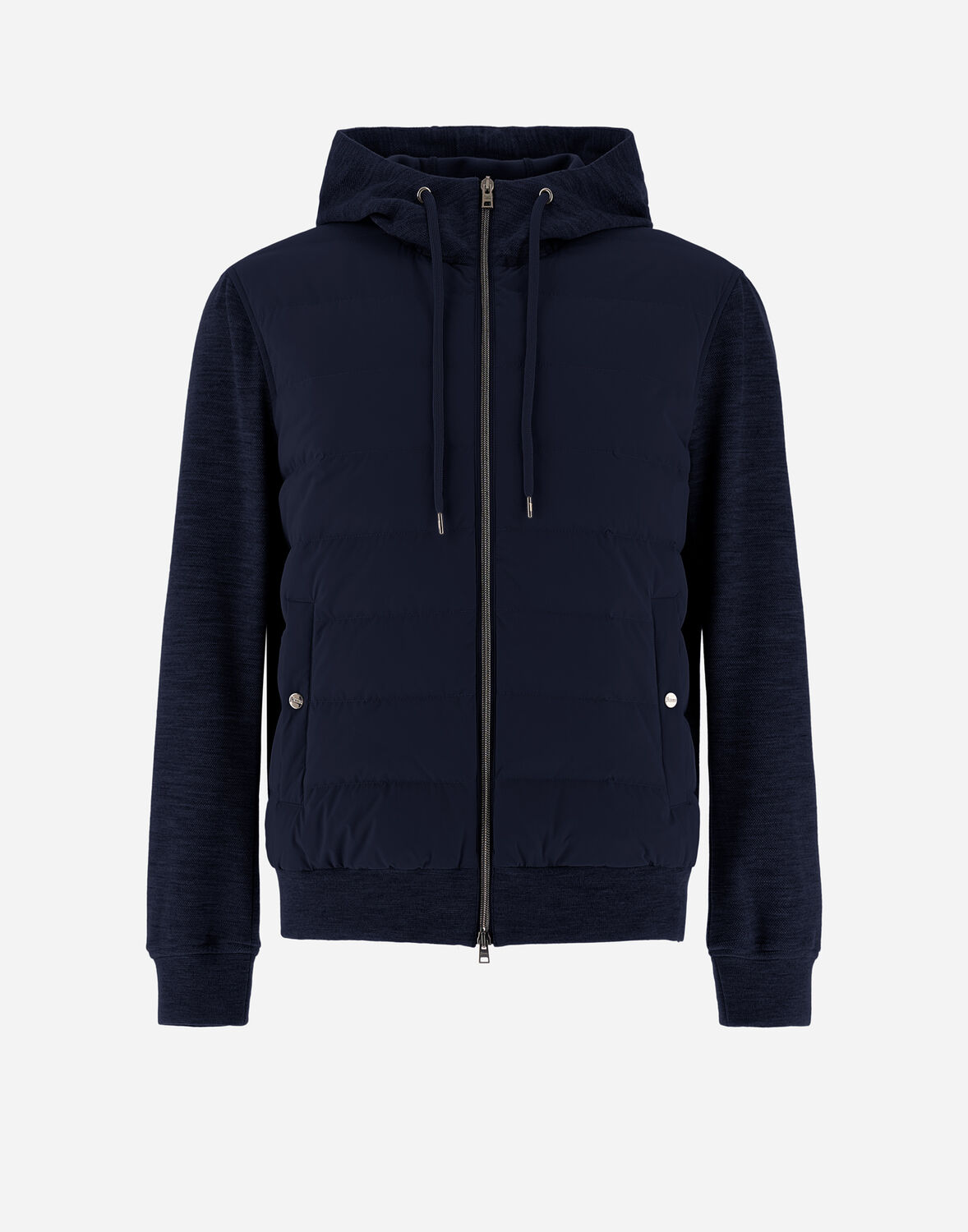 Herno カップルド ウールピケ＆ライトナイロン ストレッチ Resort スウェットシャツ In Navy Blue
