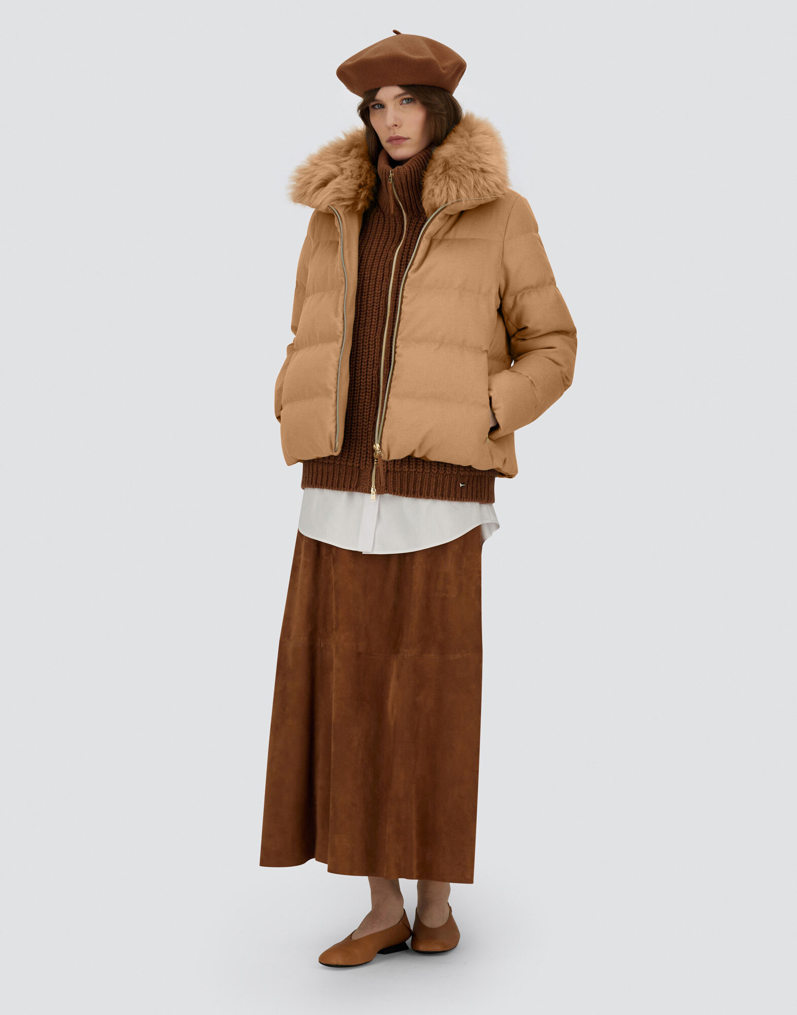 レディース シルクカシミア&Hモノグラム ジャケット キャメル | Herno