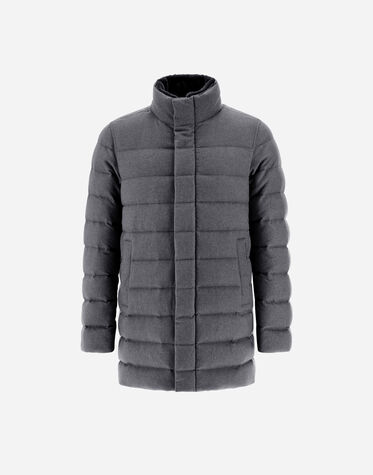 メンズ カシミヤ シルク ライトフェイクファー コート グレー | Herno  