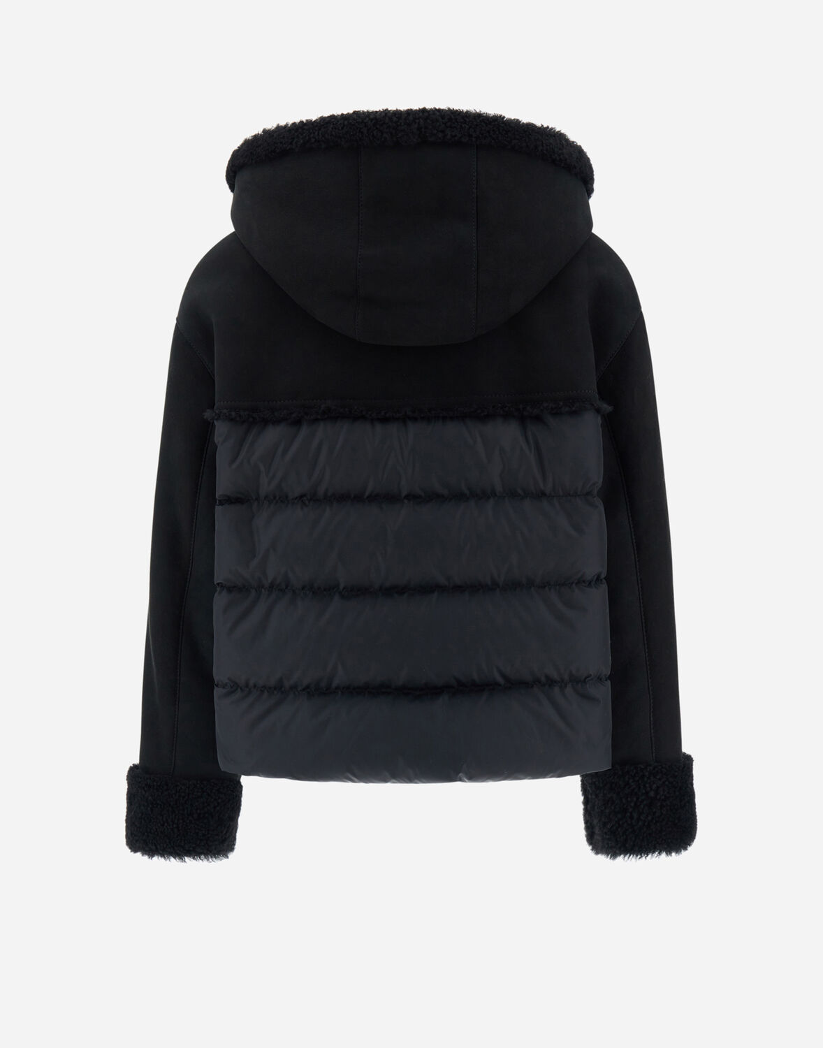 HERNO CAPE IN CURLY SUEDE AND NYLON CHAMONIX 