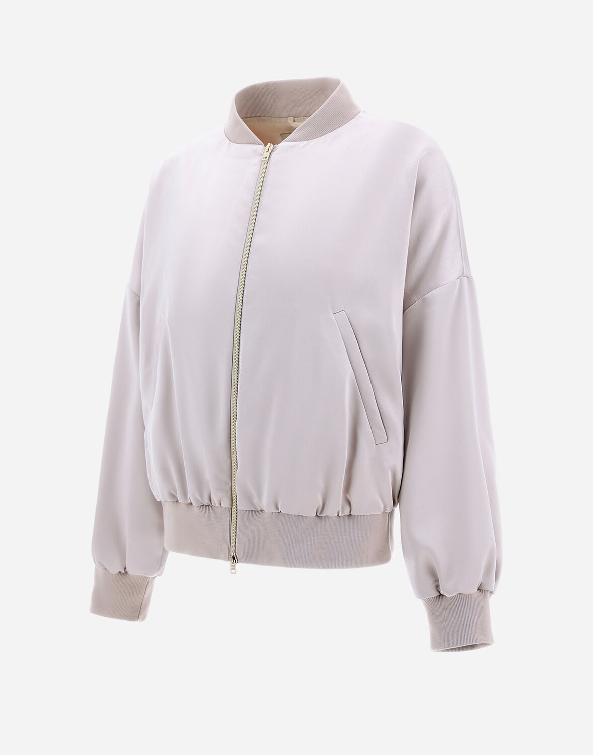 Herno Luxury Satin Bomber Jacket In Ice/beige
