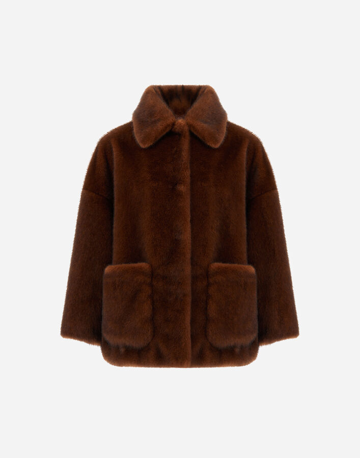 Herno SHORT COAT IN MINK-EFFECT FUR-TOUCH FABRIC Dark Brown GC000600D127398800
