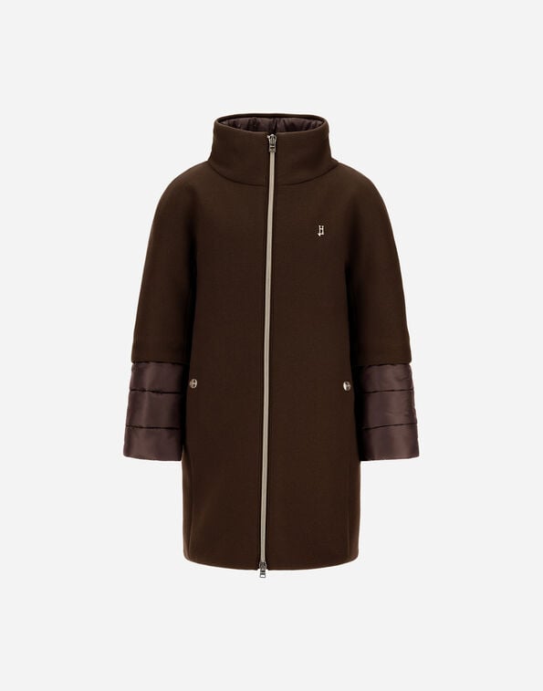 Herno COAT IN ECOWOOL AND NYLON ULTRALIGHT Dark Chocolate CA000014G333448810