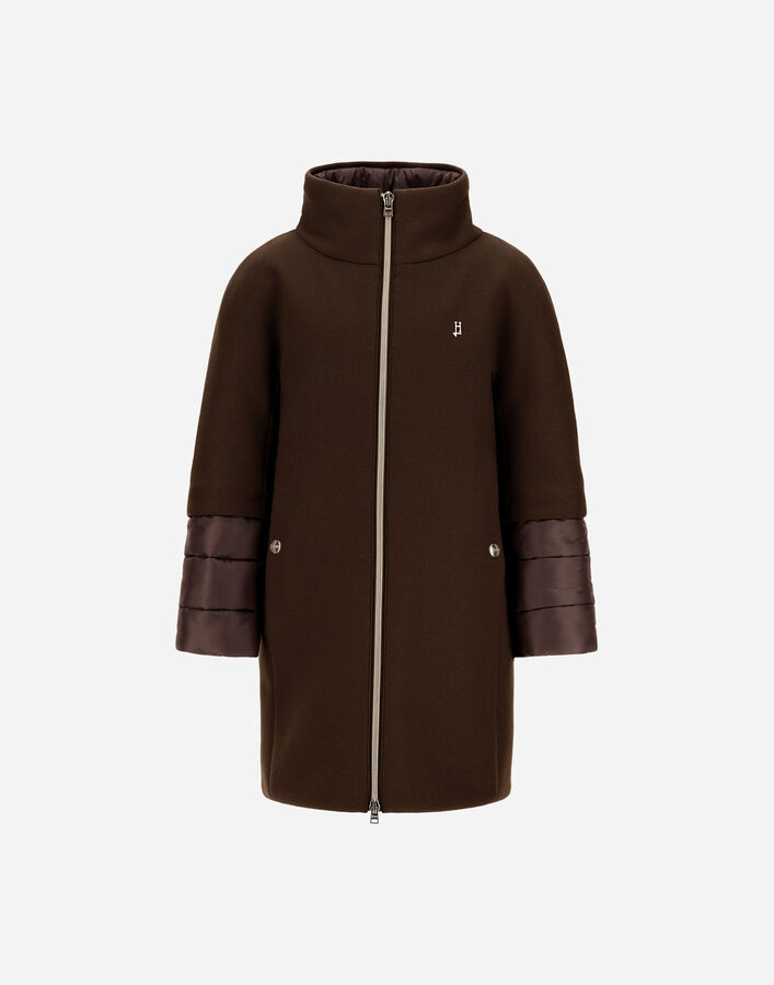 Herno COAT IN ECOWOOL AND NYLON ULTRALIGHT Dark Chocolate CA000014G333448810