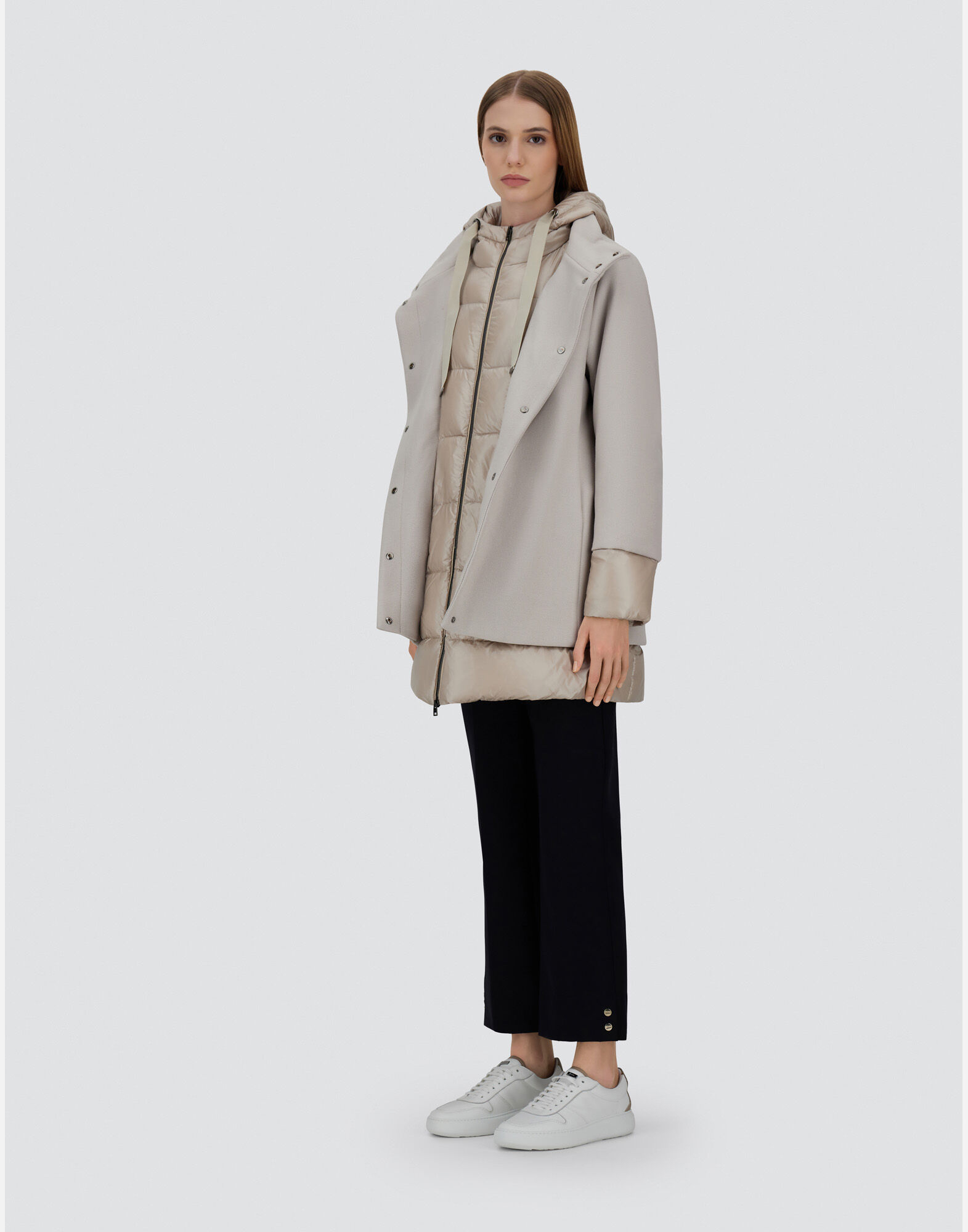 A-SHAPE JACKET IN ECOWOOL AND NYLON ULTRALIGHT in Chantilly