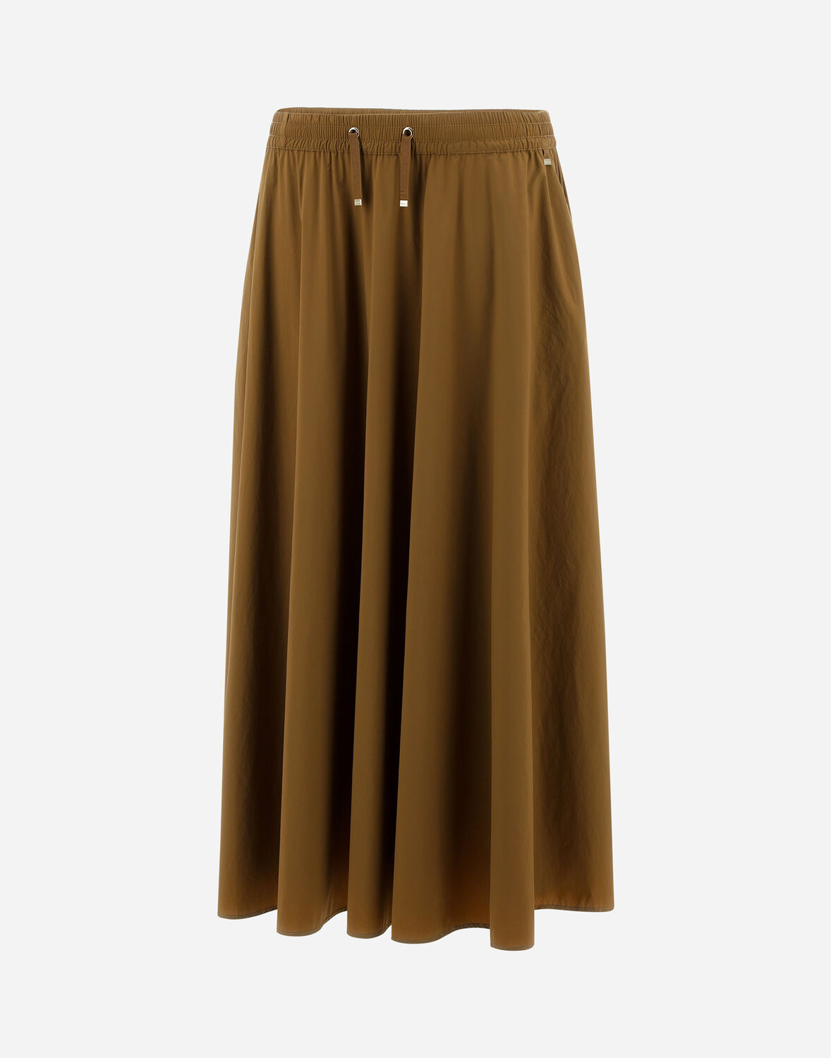 Herno Flared Skirt In Camel Lightweight Nylon Stretch In Copper