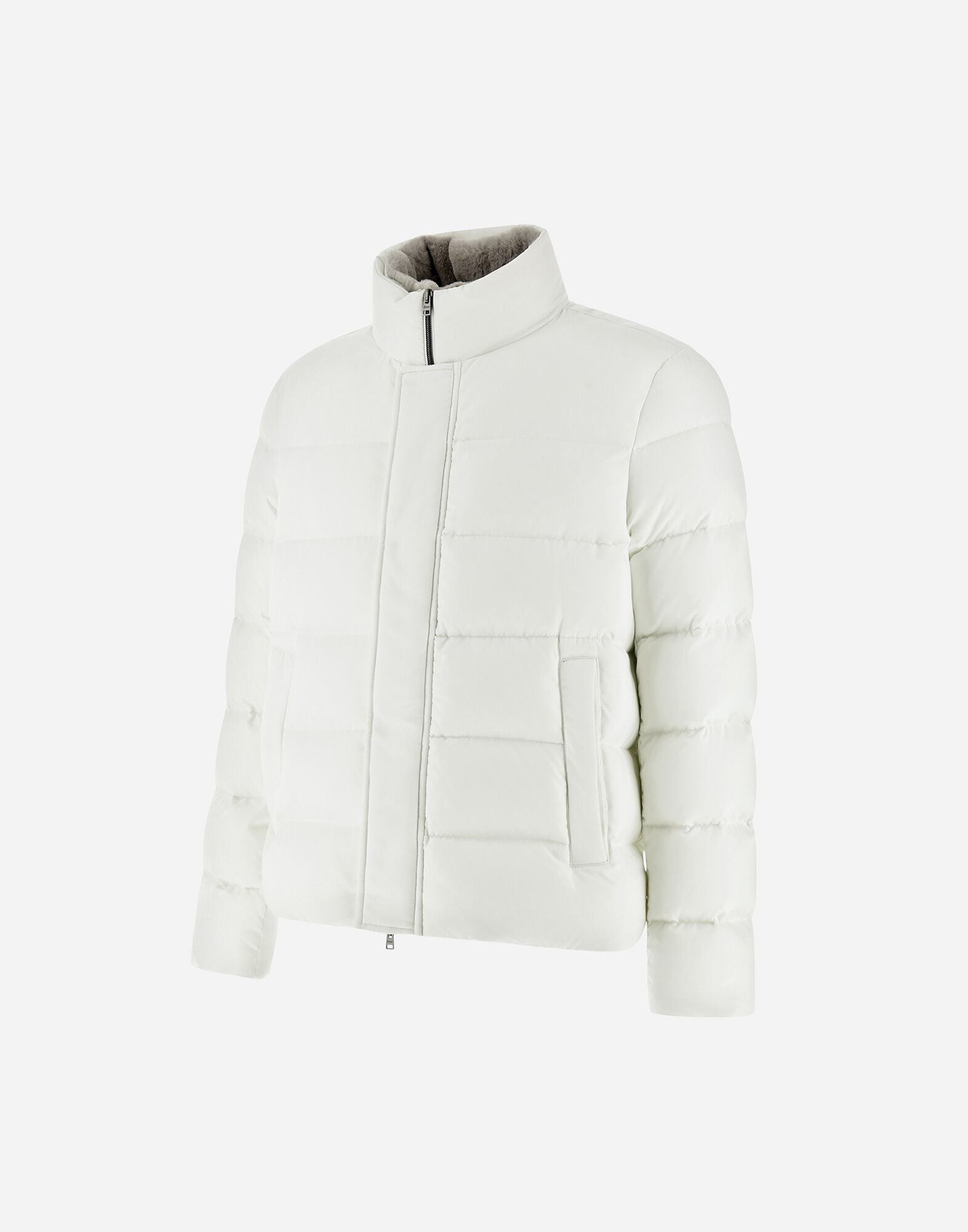 BOMBER JACKET IN ARENDELLE AND FAUX FUR in White for Men | Herno®