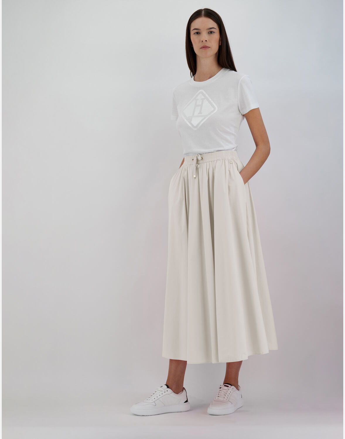 Herno Drawstring Midi Skirt In Chantilly