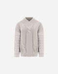Herno RESORT SOFT CABLE SWEATER WITH NYLON ULTRALIGHT SLEEVES Ice MP00003DR700851310