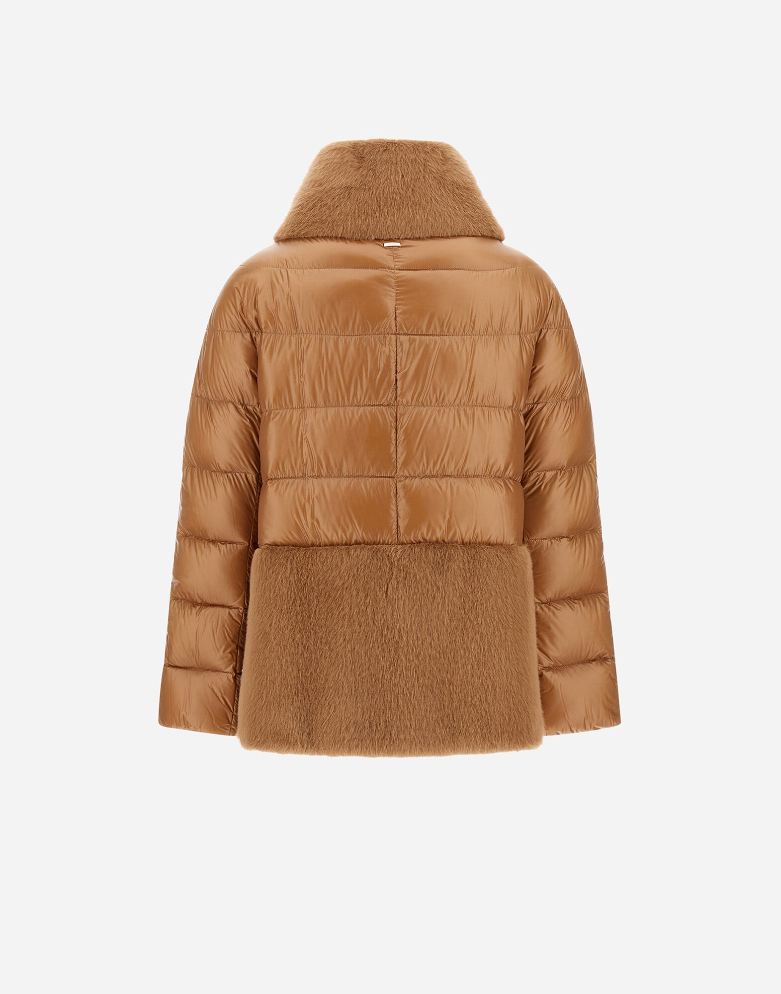 CAPE IN NYLON ULTRALIGHT AND LADY ALTERNATIVE FUR in Camel for