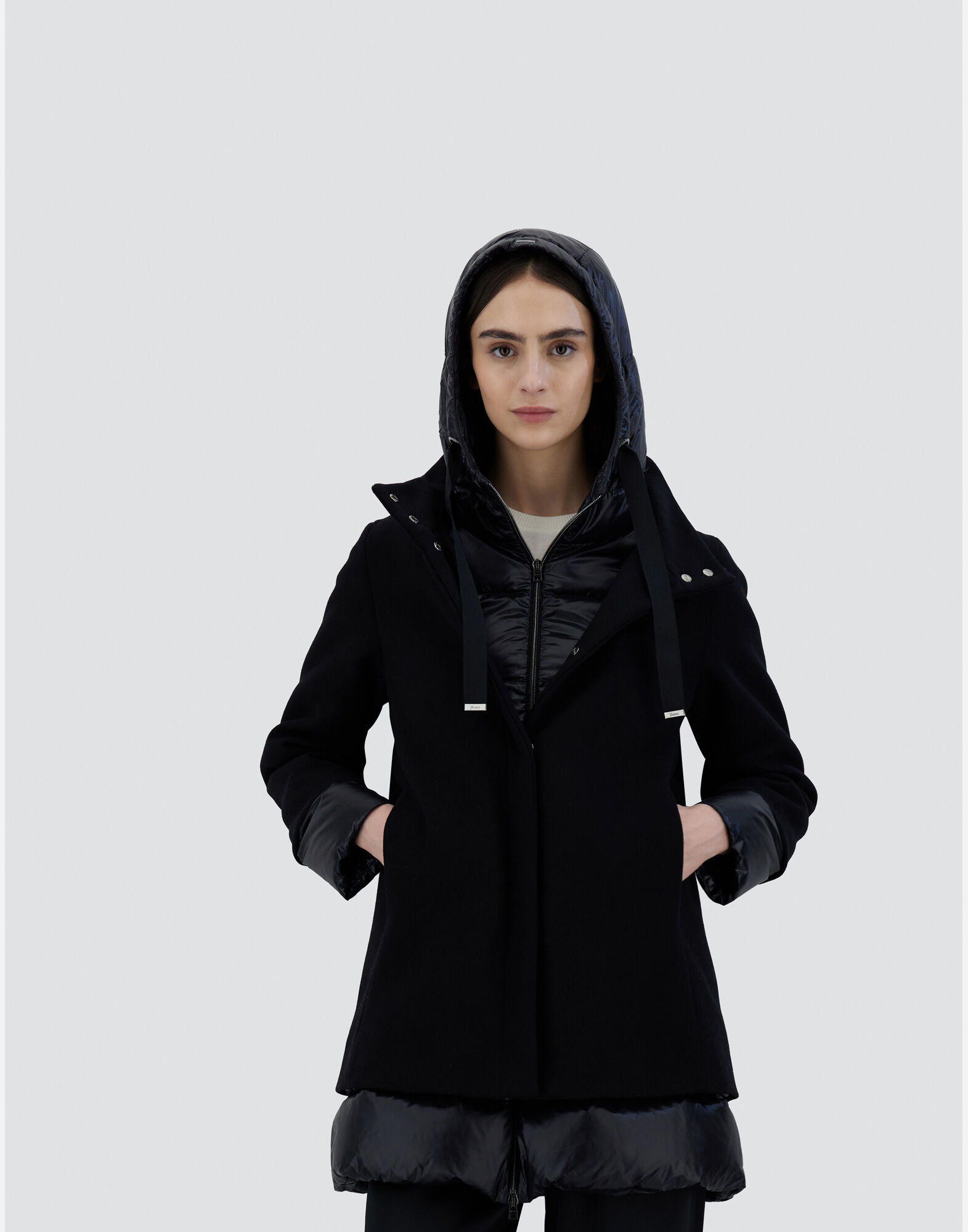VESTE TRAPEZE EN ECOWOOL ET NYLON ULTRALIGHT en Noir pour femme Herno