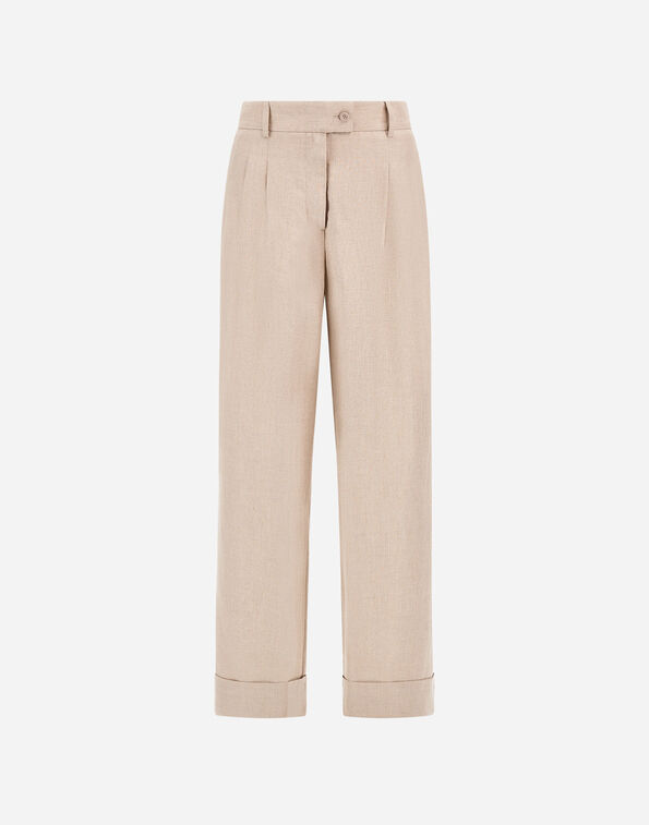 Herno RESORT TROUSERS IN FADE-EFFECT LINEN Chantilly PT00067DR17105Z1986