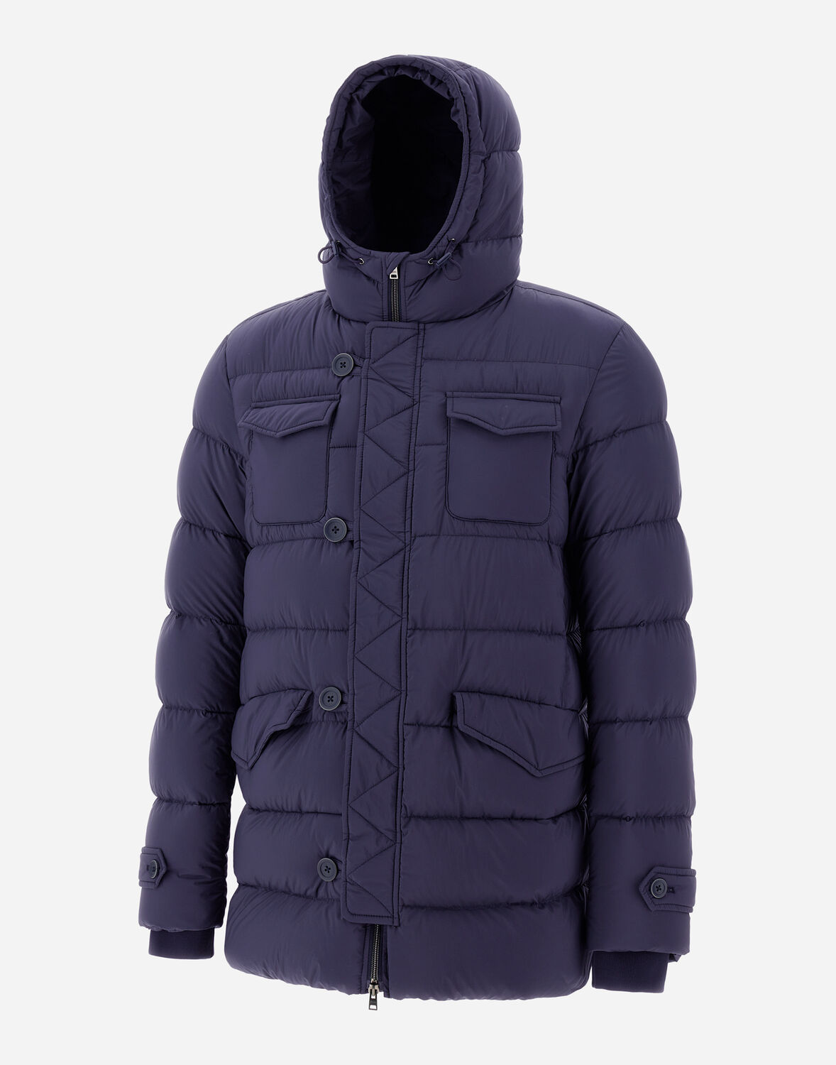 Herno L Eskimo Hooded Nylon Down Jacket In Blue