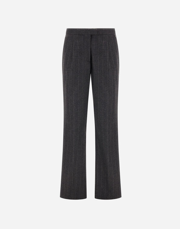 Herno PINSTRIPED STRETCH WOOL TROUSERS Silver/Cream PT000260D33547R9412
