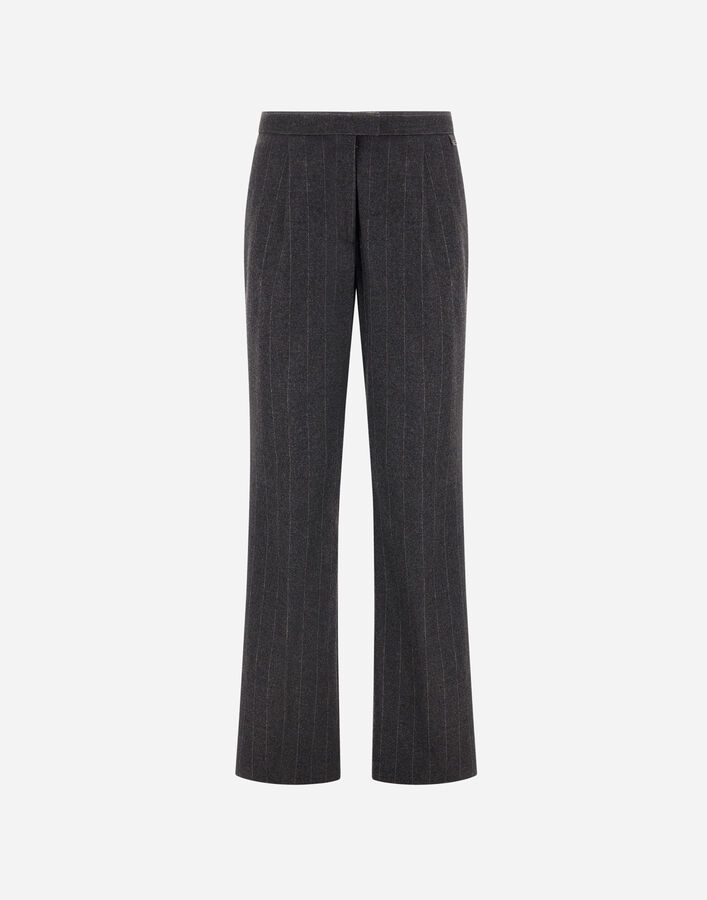 Herno PINSTRIPED STRETCH WOOL TROUSERS Silver/Cream PT000260D33547R9412