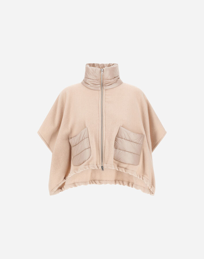 Herno RESORT SHORT PONCHO IN WARMY CASHMERE WOOL & NYLON ULTRALIGHT Chantilly GI00042DR333951982