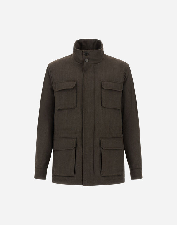 Herno VINTAGE-EFFECT WOOL-BLEND FIELD JACKET Light Military FI000157U129227730