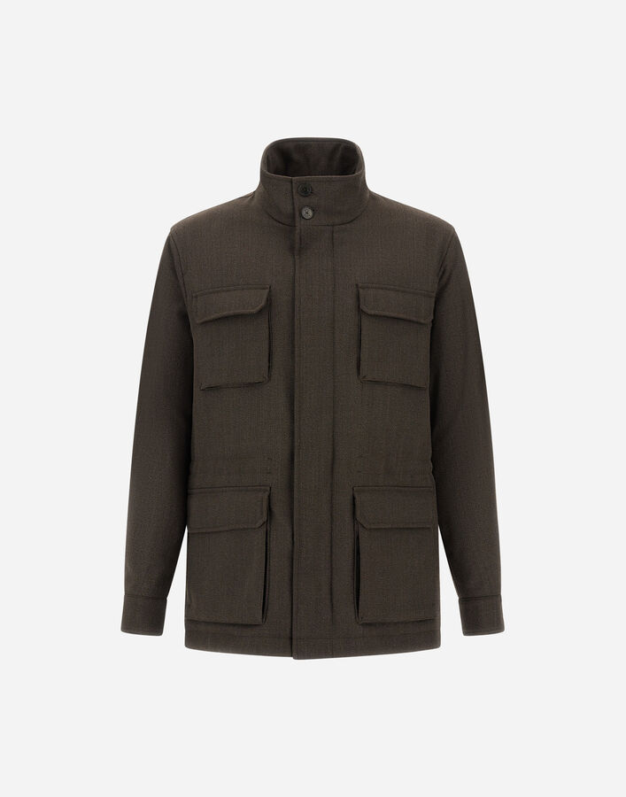 Herno VINTAGE-EFFECT WOOL-BLEND FIELD JACKET Light Military FI000157U129227730