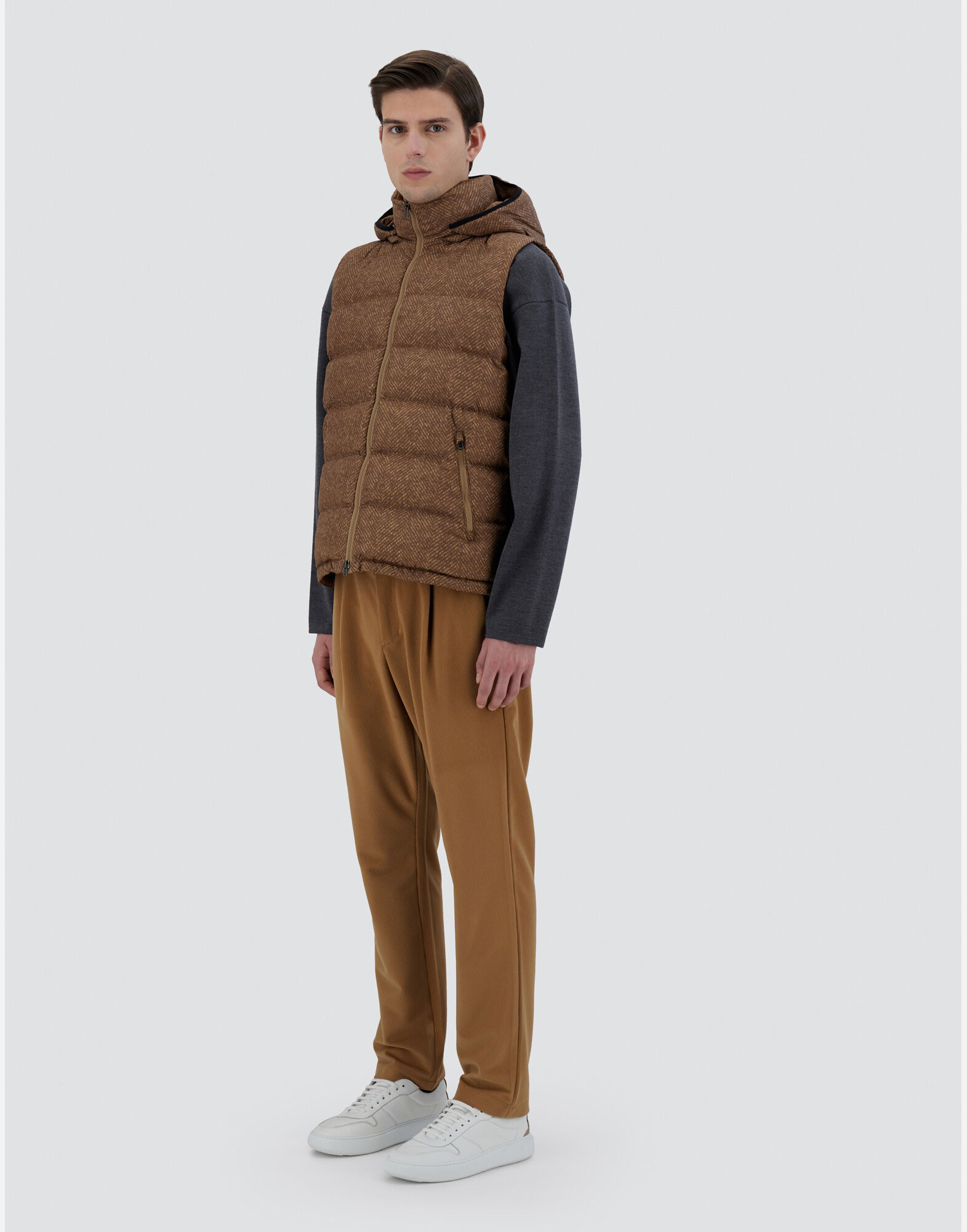 VEST IN HERRINGBONE FANTASY in Camel for Men Herno
