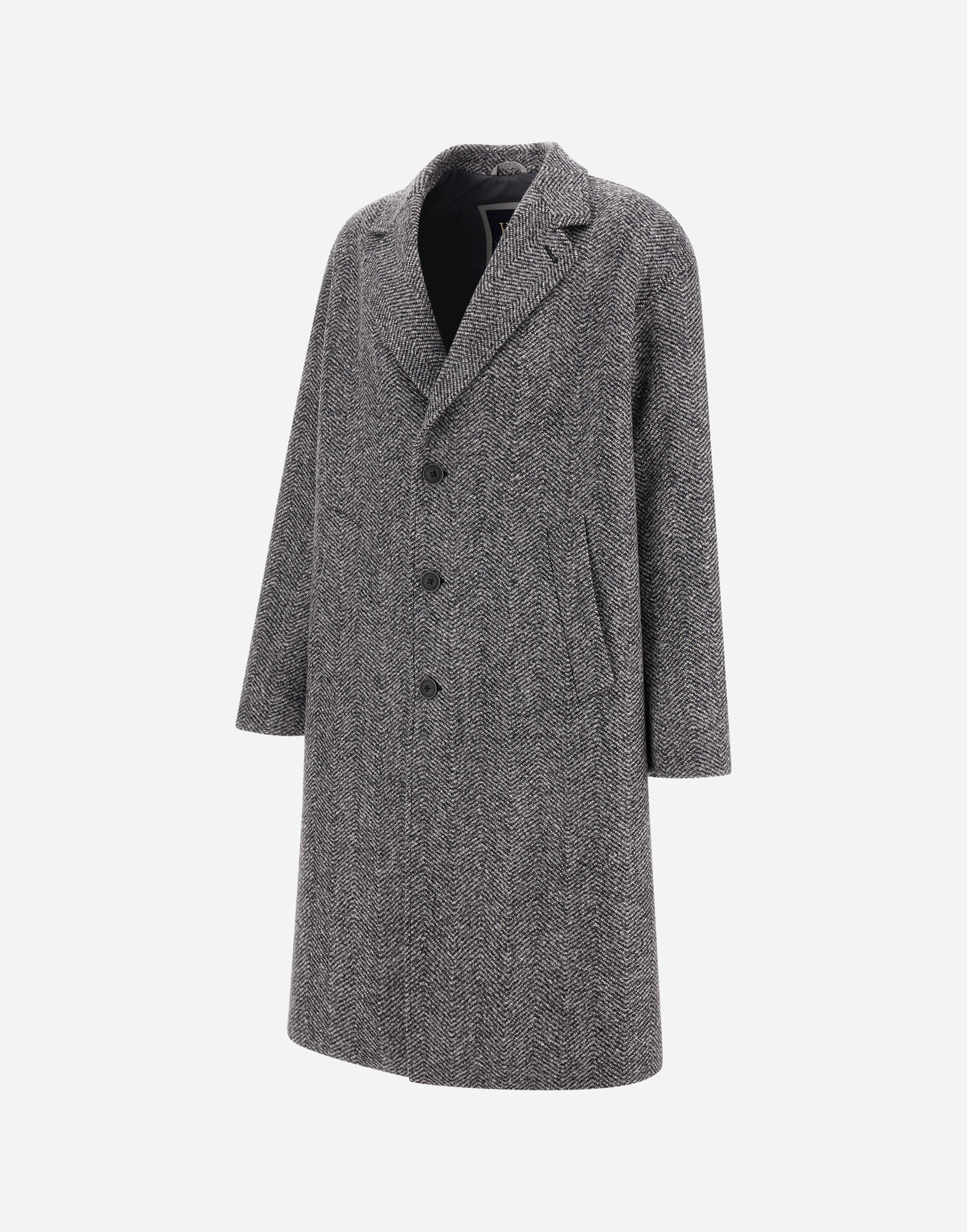 メンズ COAT IN DOUBLE-LAYERED HERRINGBONE WOOL FABRIC アンスラ