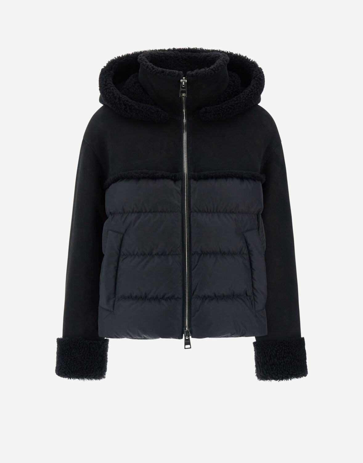 HERNO CAPE IN CURLY SUEDE AND NYLON CHAMONIX 