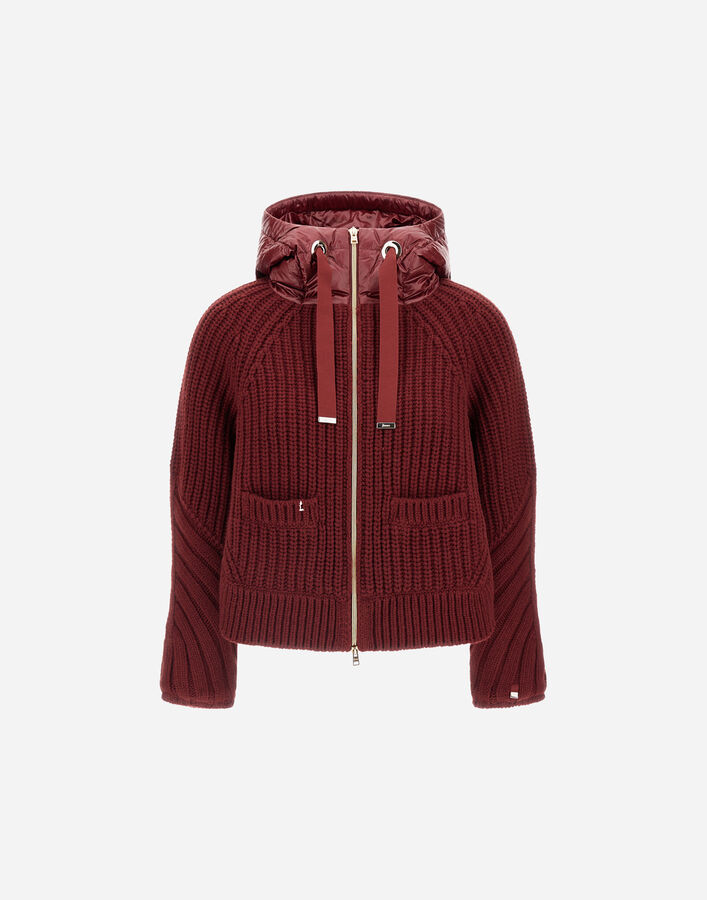 Herno CARDIGAN IN COB STITCH WOOL AND NYLON ULTRALIGHT Bordeaux MP000150D700165950