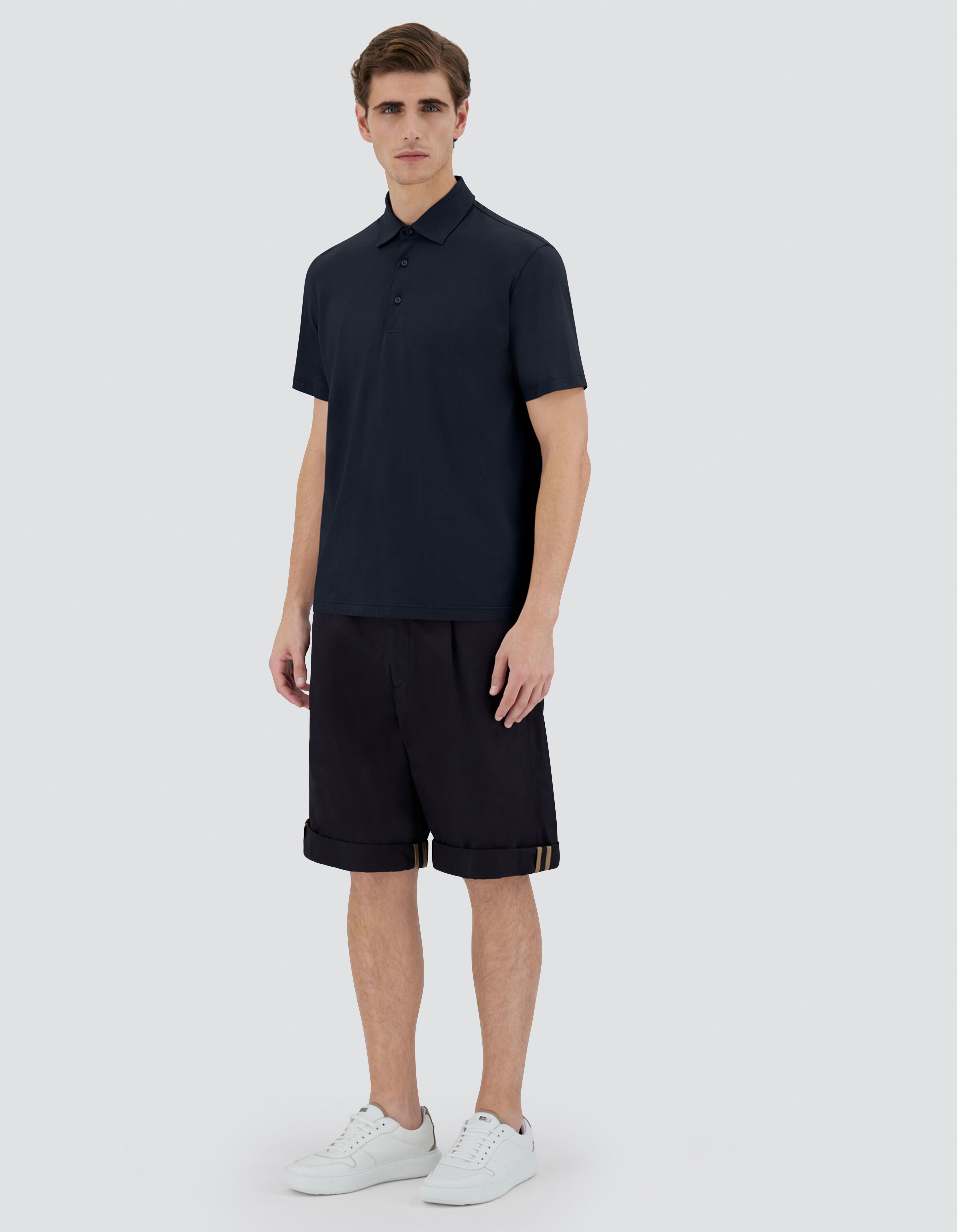 Tシャツ・カットソー HERNO SS24 CREPE POLO (JPL00115U.52005 094 9200 NAVY BLUE) JERSEY CREPE POLO SHIRT in Blu Navy for Men | Herno®